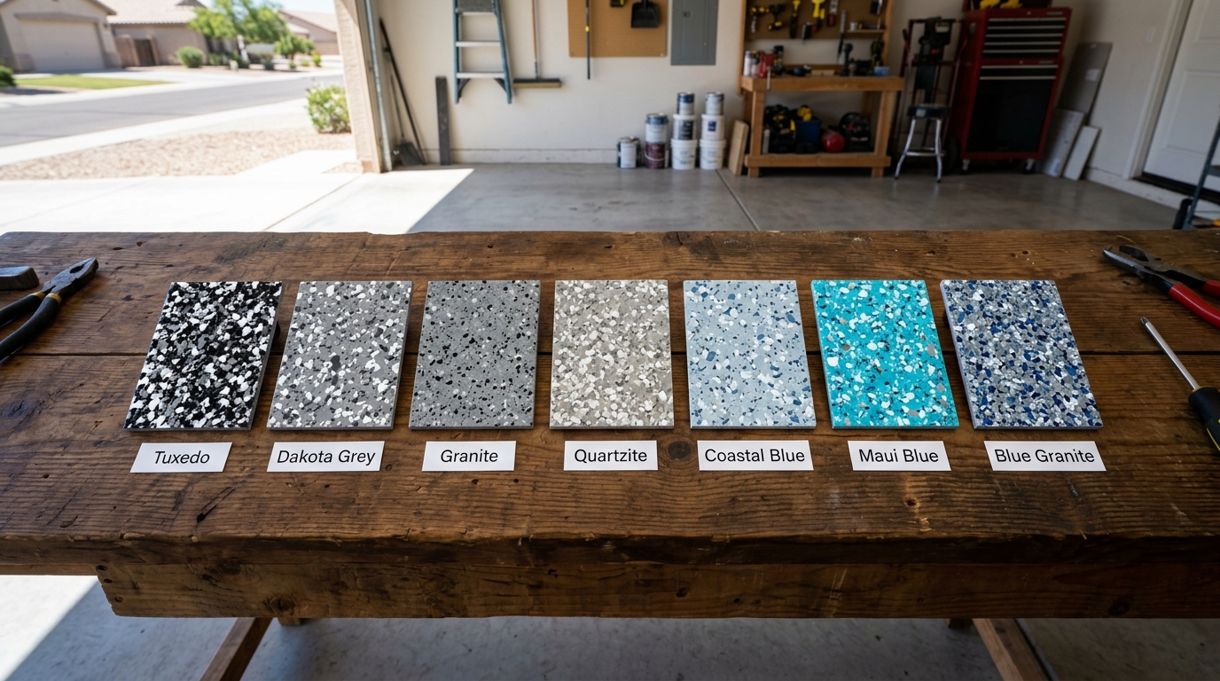 best garage floor coating flake colors for arizona homes