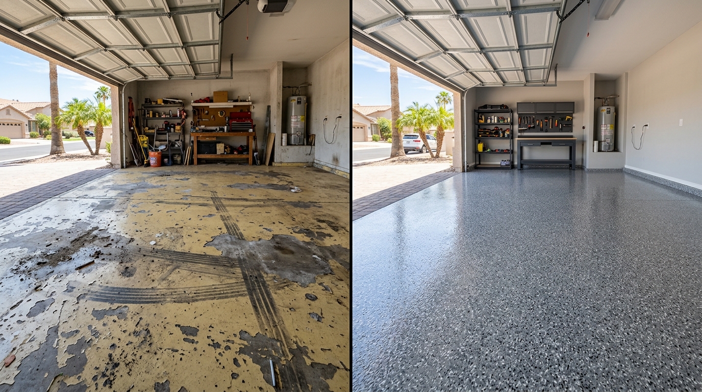 polyaspartic garage floor coating vs epoxy comparison phoenix az