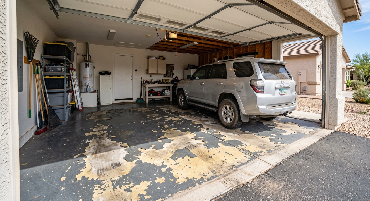 bare concrete garage floor before coating gilbert az