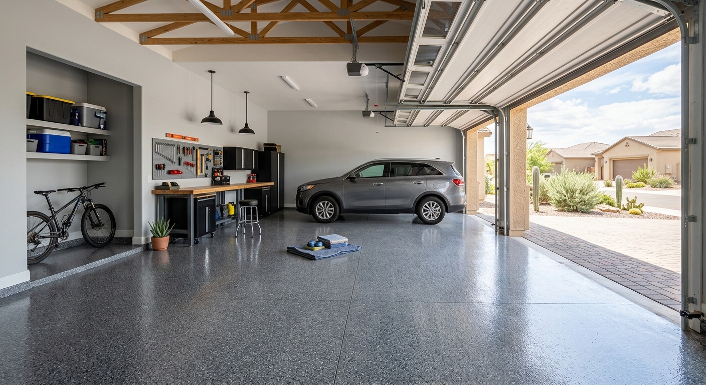 dakota grey polyaspartic garage floor coating gilbert az